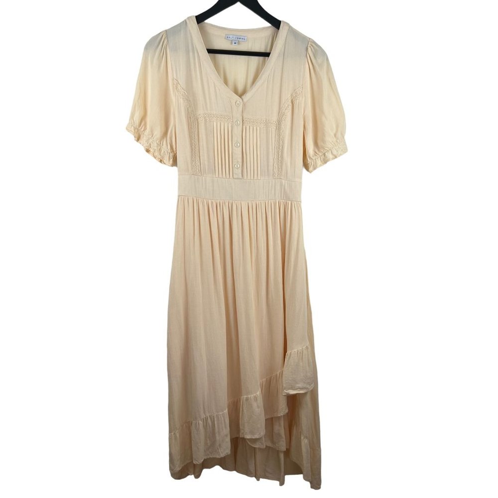 Baltic Born Light Yellow Button Front Lined Prairie Dress